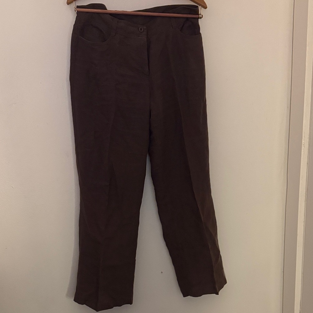 Eileen Fisher Dark Brown Buttoned Pants